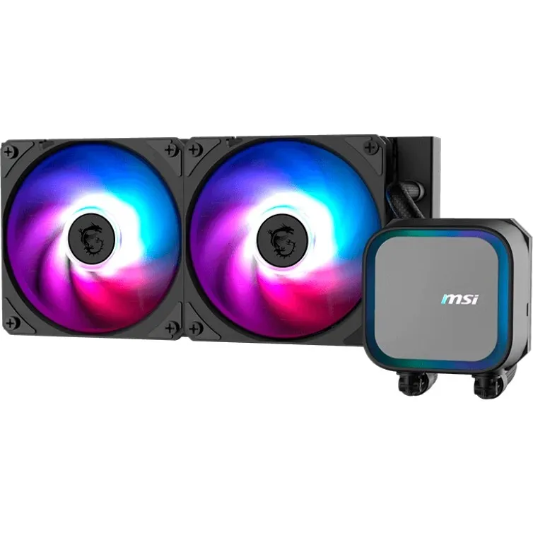 Водяное охлаждение для CPU MSI MAG CORELIQUID A13 240, 1700/1851/AM4/AM5, ARGB, Fan 2x120mm, Черный