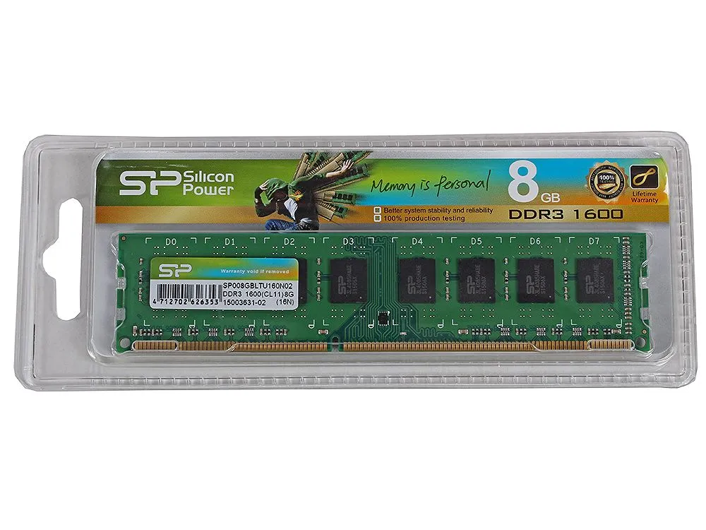 Оперативная память 8 GB Silicon Power SP008GBLTU160N02