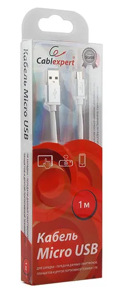Кабель USB Type A-micro USB Cablexpert CC-S-mUSB01W-1M