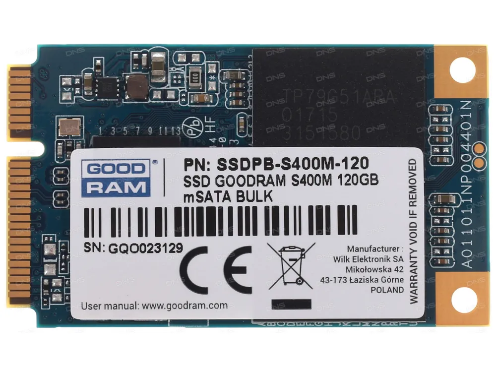 SSD накопитель mSATA 120 GB GoodRam SSDPB-S400M-120