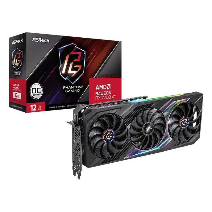 Видеокарта 12Gb ASRock Radeon RX7700XT PG 12GO
