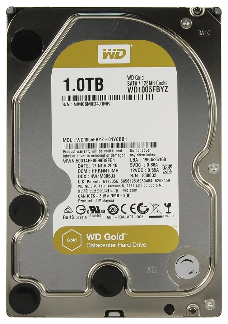 Жесткий диск 1TB WD GOLD WD1005FBYZ