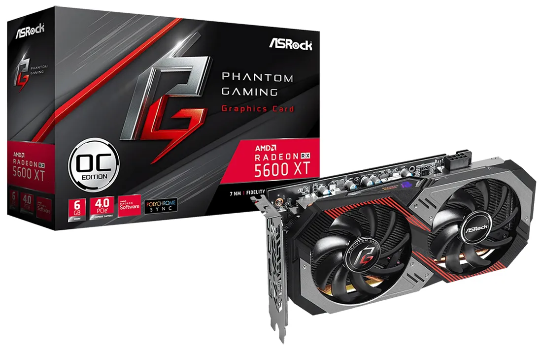 Видеокарта ASRock Radeon RX 5600 XT Phantom Gaming D2 6G OC