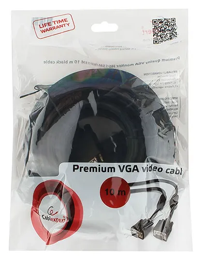 Кабель VGA 15M/15M, экранированный, Cablexpert CC-PPVGA-10M-B, 10m, OEM