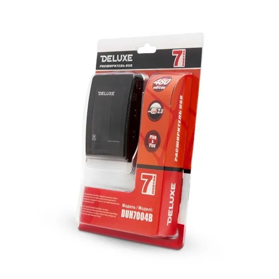 Расширитель USB Deluxe DUH7004B Чёрный