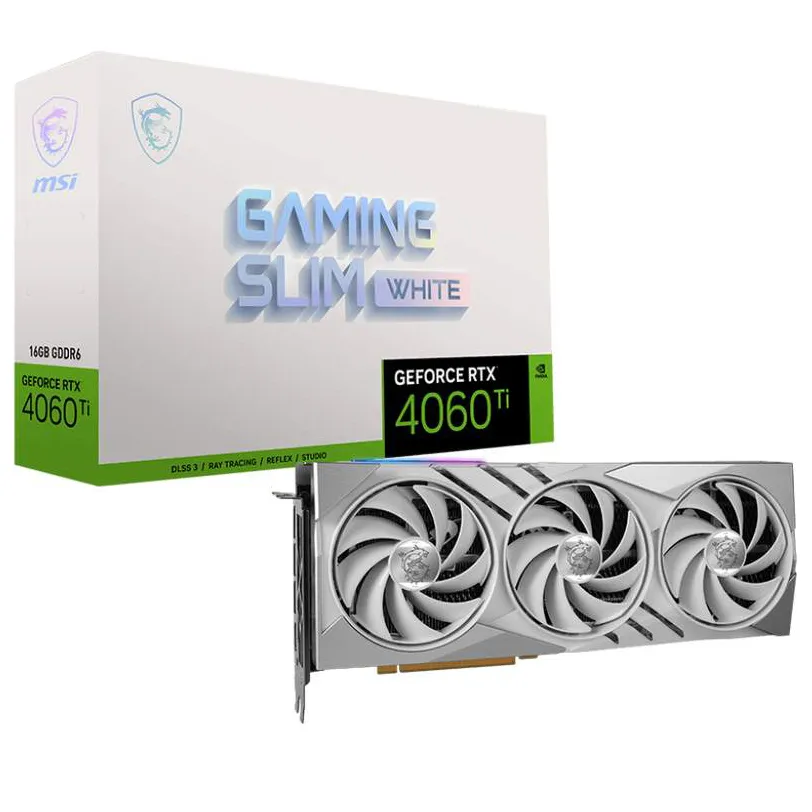 Видеокарта 16Gb MSI RTX 4060 TI GAMING SLIM WHITE 16G