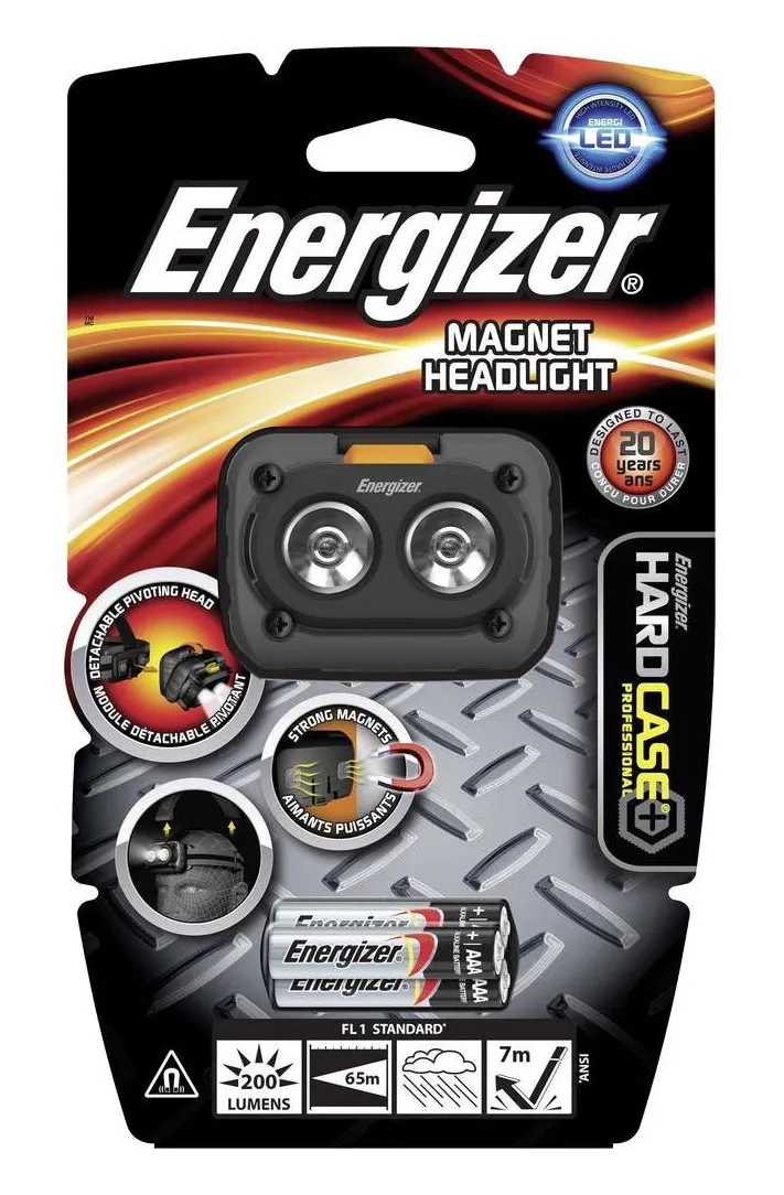 Фонарь налобный Energizer HardCase Magnet HL + focus 3x AAA