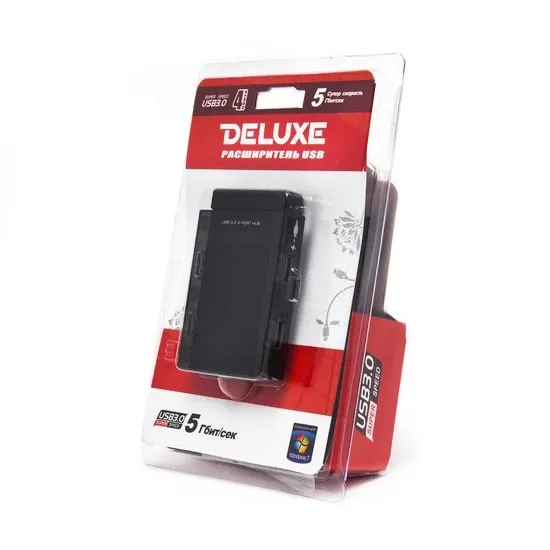 Расширитель USB Deluxe DUH4006BK Чёрно-Серый