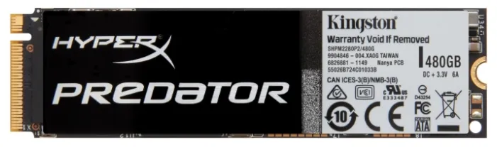 SSD накопитель Kingston Hyperx Predator 480Gb SHPM2280P2H/480G