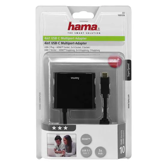 USB Hub 4 port Hama 00135729 black