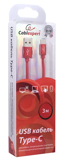 Кабель USB Type A-C Cablexpert CC-S-USBC01R-3M