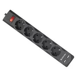 Сетевой фильтр Defender DFS 753 - 30 М 5 розеток 2xUSB черный