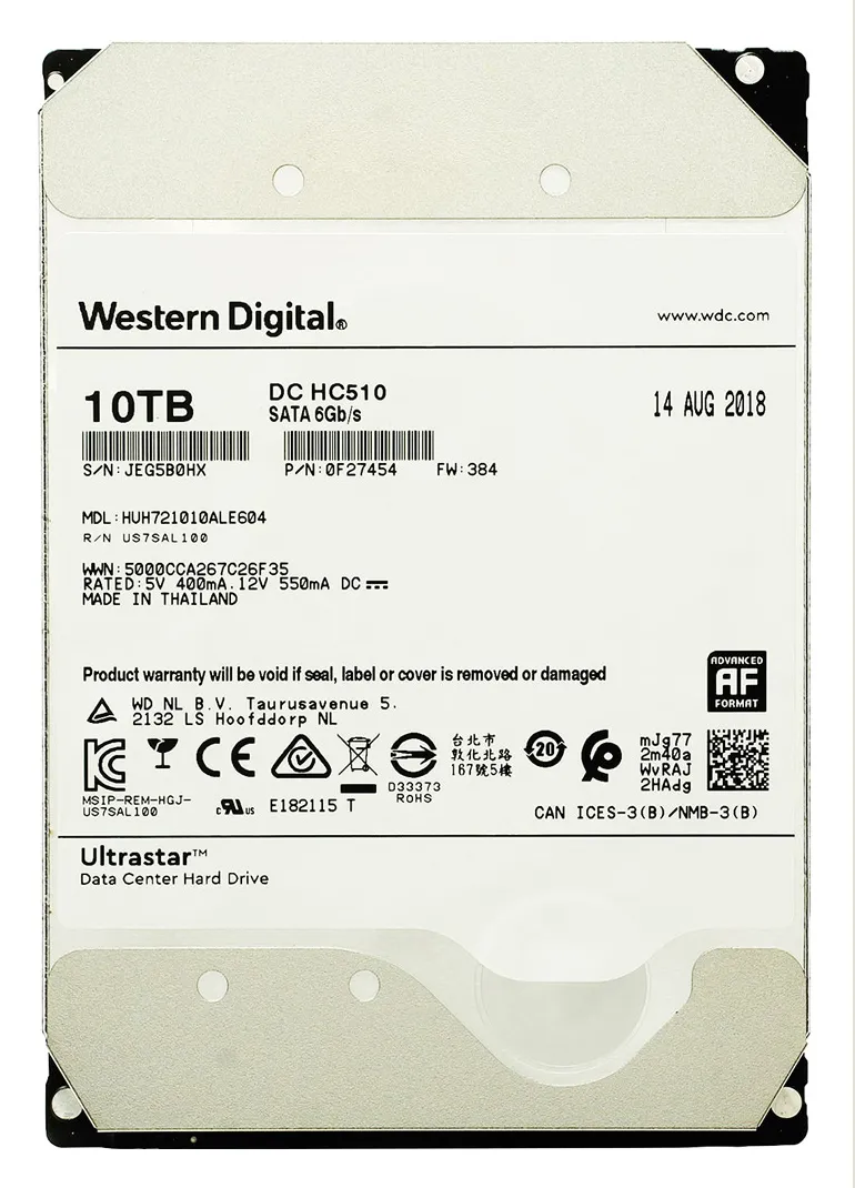 Жесткий диск 10TB WD ULTRASTAR He10 HUH721010ALE604 0F27454