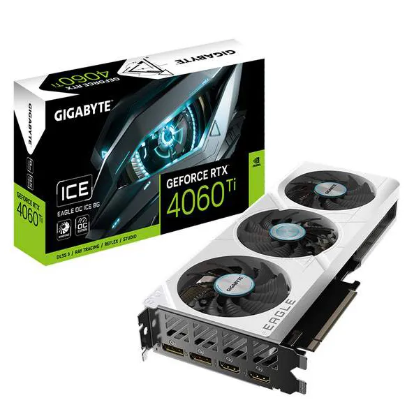 Видеокарта 8Gb Gigabyte RTX4060Ti EAGLE OC ICE 8G GV-N406TEAGLEOC ICE-8GD
