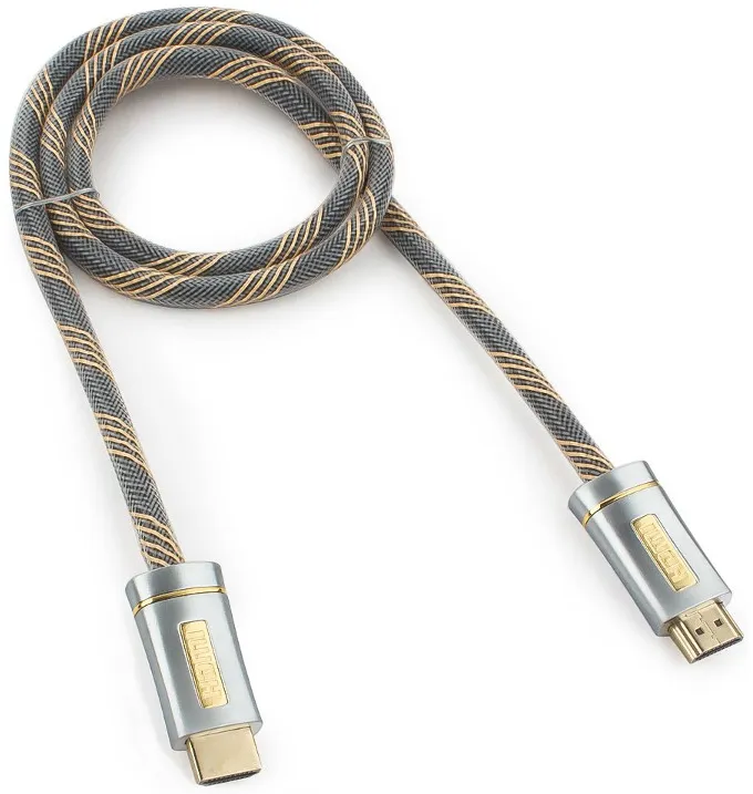 Кабель HDMI Cablexpert, серия Platinum, 1 м., v2.0, M/M, позолоченные разъемы, титановый металлический корпус