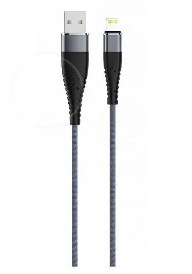 Кабель OLMIO SOLID, USB 2.0 - lightning, 1.2м,  усиленный, цвет титановый