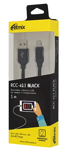 Кабель USB Type A-micro USB Ritmix RCC-411 Black