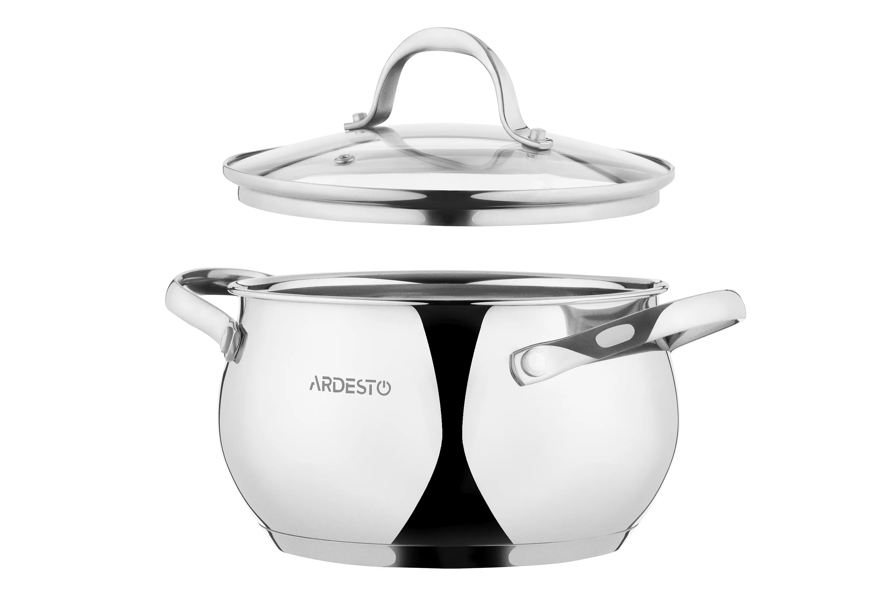 Кастрюля Ardesto Gemini Vittoria, стеклянная крышка, 2,2 л, нержавеющая сталь AR1922AS