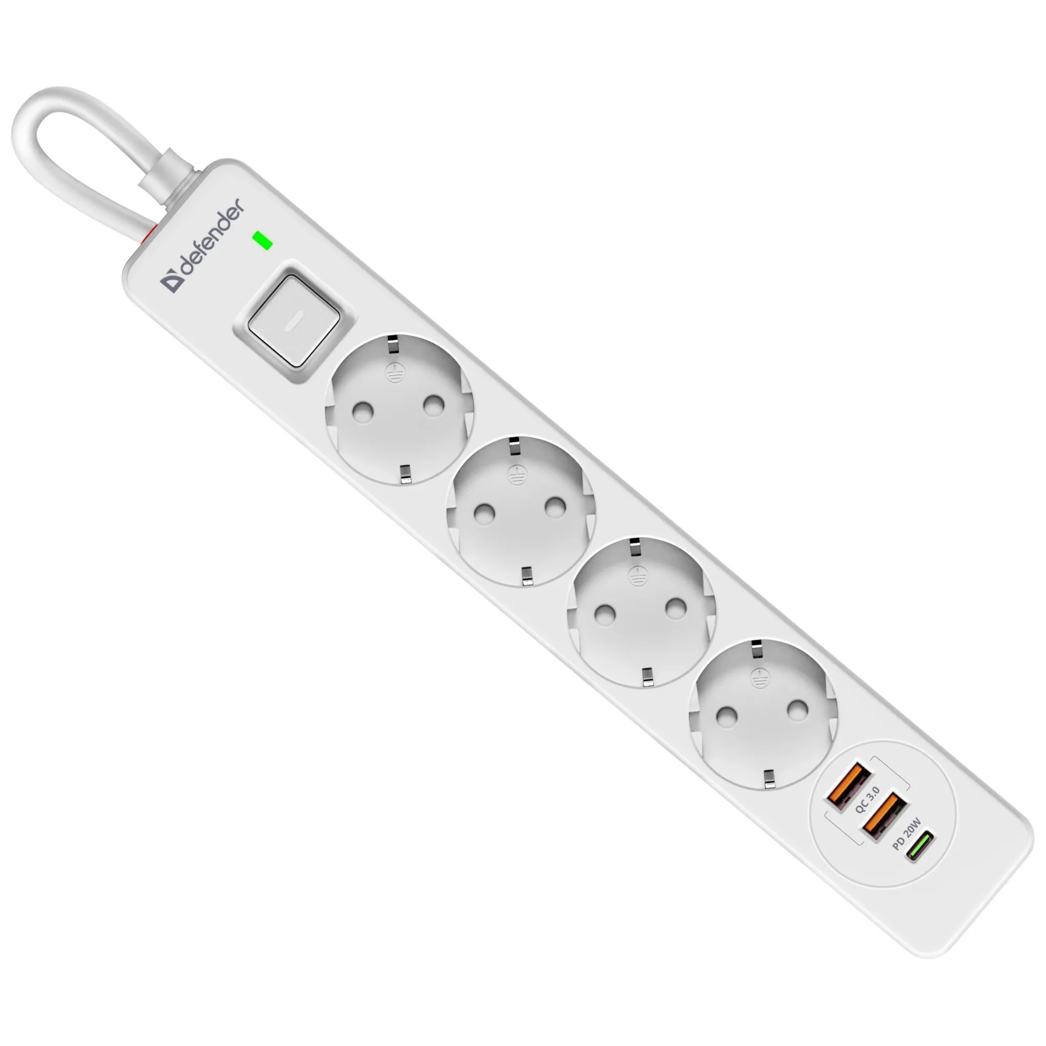 Сетевой фильтр Defender DFS 141 - 15 М 4 розеток 2xUSB 1xType-C белый