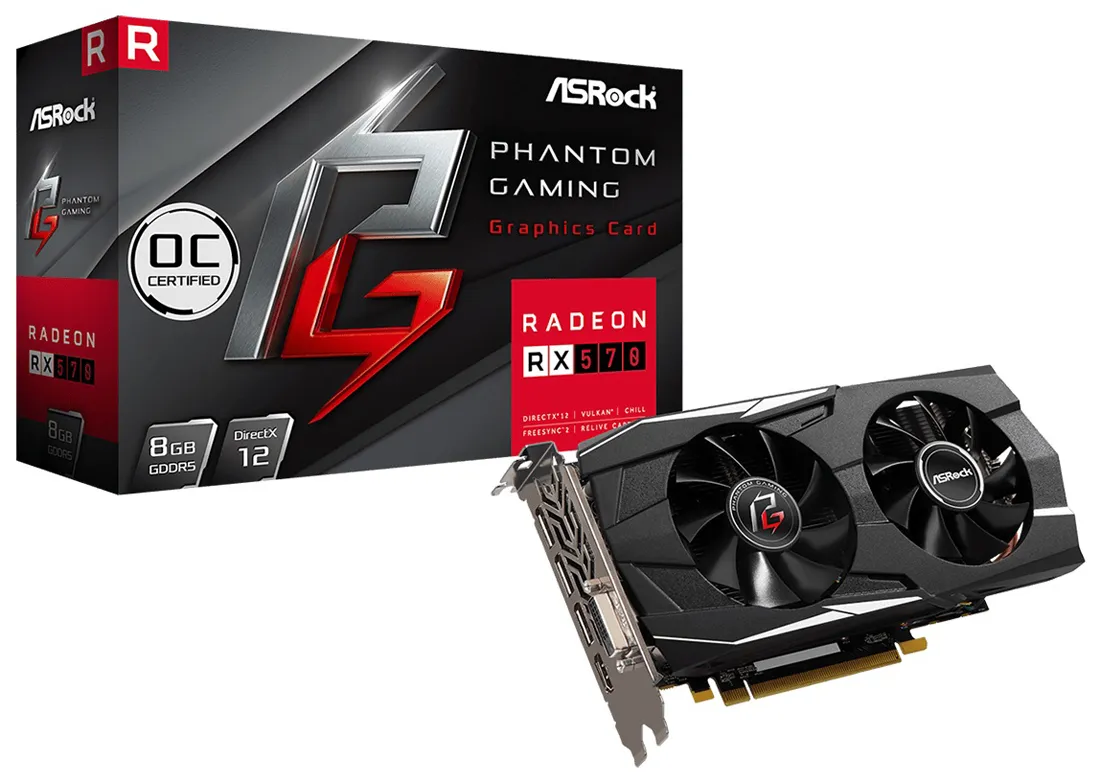 Видеокарта 8 GB ASRock RX 570 Phantom Gaming D OC