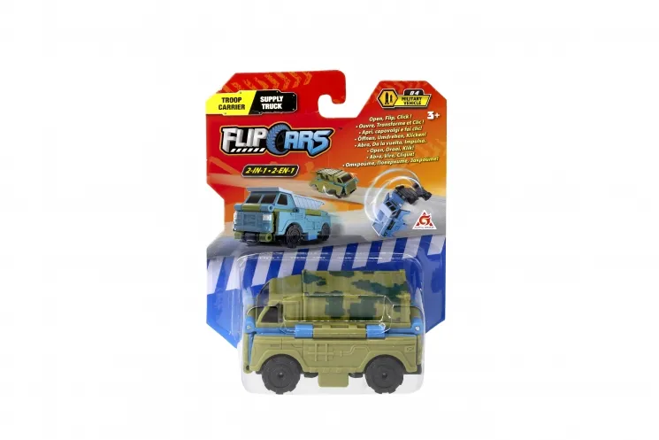 Машинка-трансформер Flip Cars 2 В 1 (Военный грузовик и Самосвал)