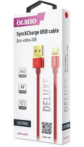 Кабель OLMIO DELUXE 1м красный