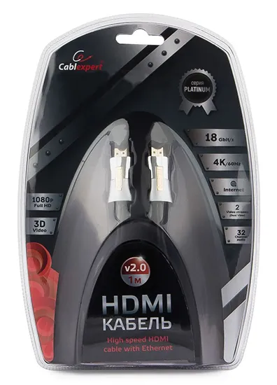 Кабель SVGA, HDMI to HDMI, 1.0m, Cablexpert CC-P-HDMI01-1M
