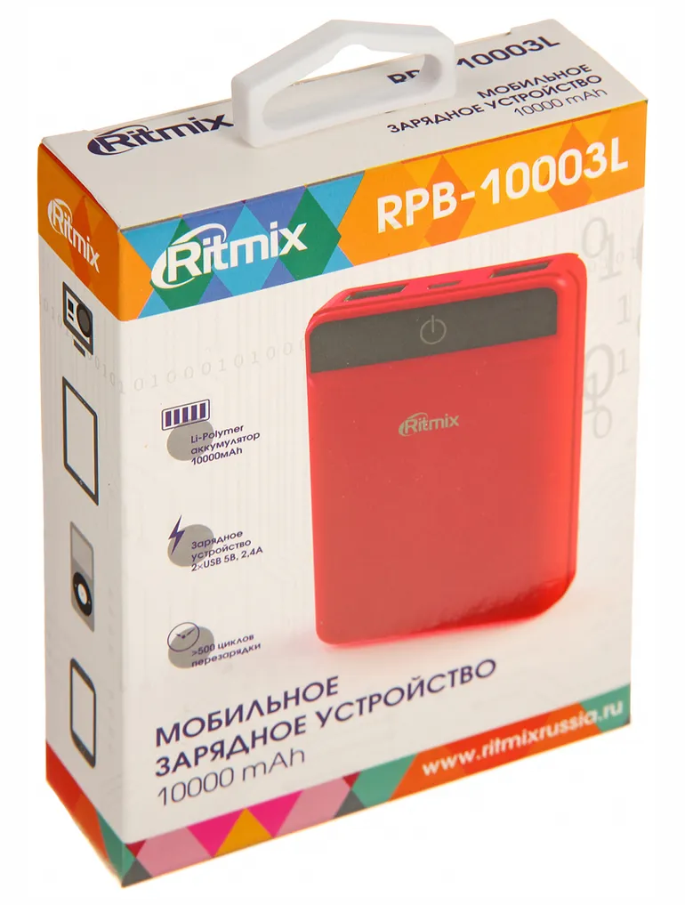 Внешний аккумулятор Ritmix RPB-10003L 10000 mAh coral