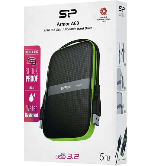 Внешний жесткий диск 5 TB Silicon Power A60 SP050TBPHDA60S3K black-green