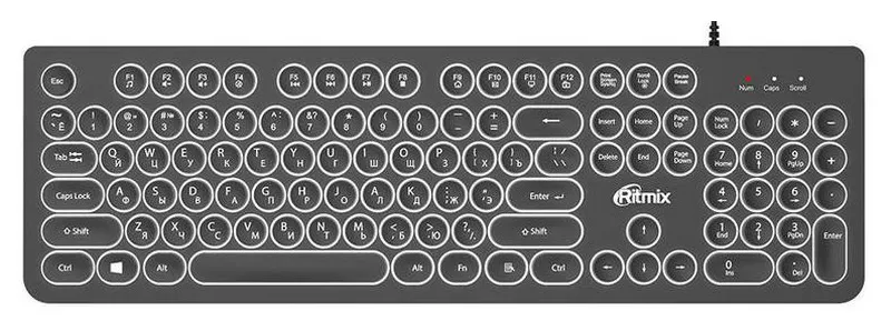 Клавиатура Ritmix RKB-214BL black rus/lat