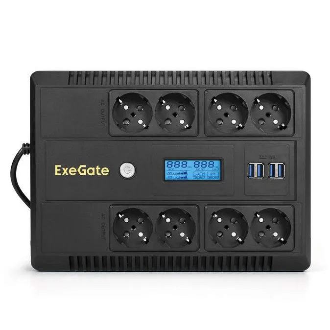 ИБП ExeGate LHB-1000.LCD.AVR.8SH.CH.RJ.USB