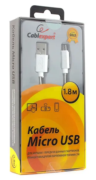 Кабель USB Type A-micro USB Cablexpert CC-G-mUSB02S-1.8M