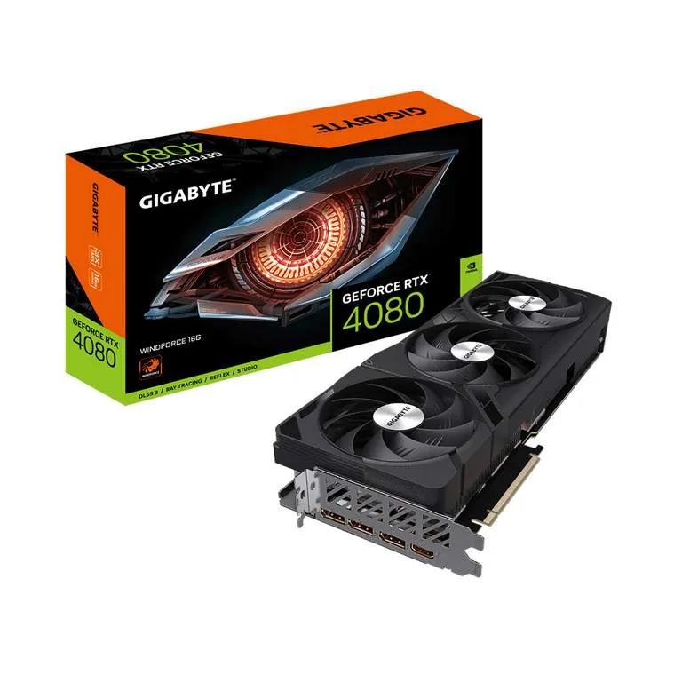 Видеокарта 16Gb Gigabyte RTX4080 WINDFORCE 16G GV-N4080WF3-16GD