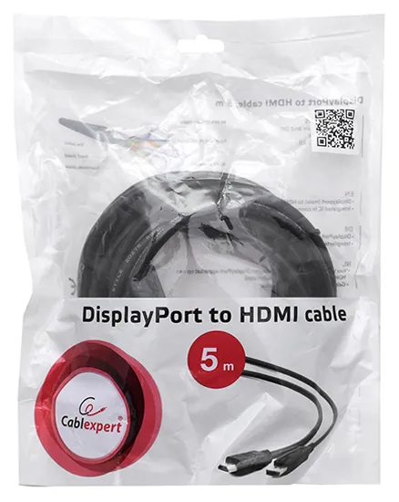 Кабель DisplayPort - HDMI Cablexpert CC-DP-HDMI-5M, 5м, OEM