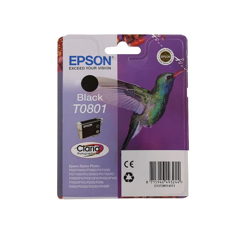 Картридж струйный Epson C13T08014011 Black T0801