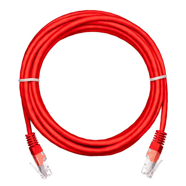Патч-корд NETLAN U/UTP 4 пары, Кат.5е (Класс D), 100МГц, 2хRJ45/8P8C, T568B, заливной, многожильный, BC (чистая медь), PVC нг(B), красный, 3м, уп-ка 10шт. ec-pc4ud55b-bc-pvc-030-rd
