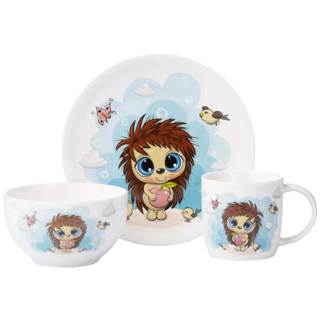 Набор детской посуды Ardesto Sweet hedgehog 3 пр., фарфор AR3455HS