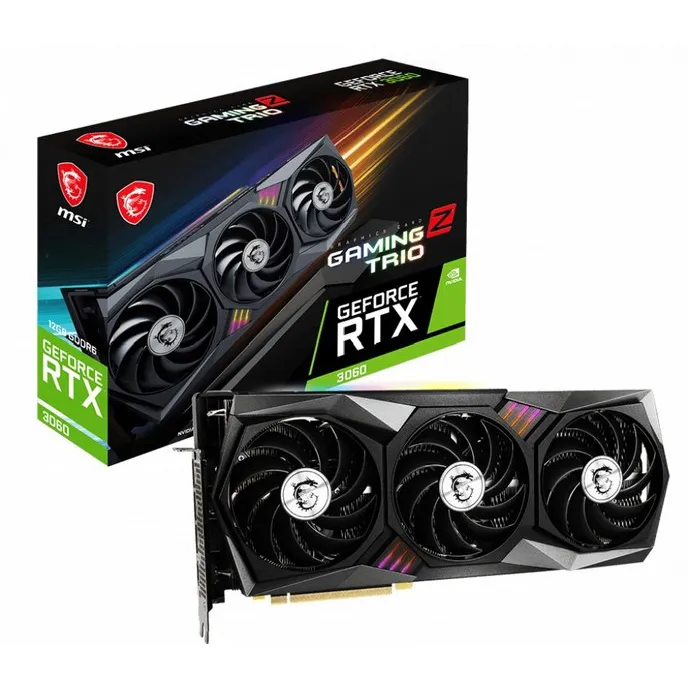 Видеокарта MSI GeForce RTX3060 GAMING, 12G GDDR6 192-bit HDMI 3xDP RTX 3060 GAMING Z TRIO 12G