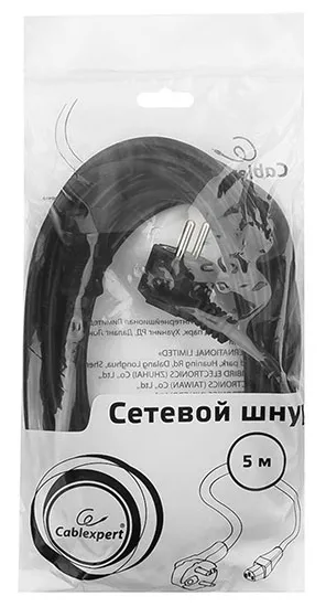 Кабель питания, Cablexpert PC-186-1-5M, 5м, Черный