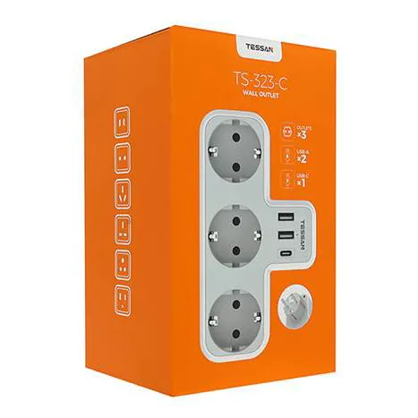 Сетевой фильтр + зарядка Tessan TS-323-C