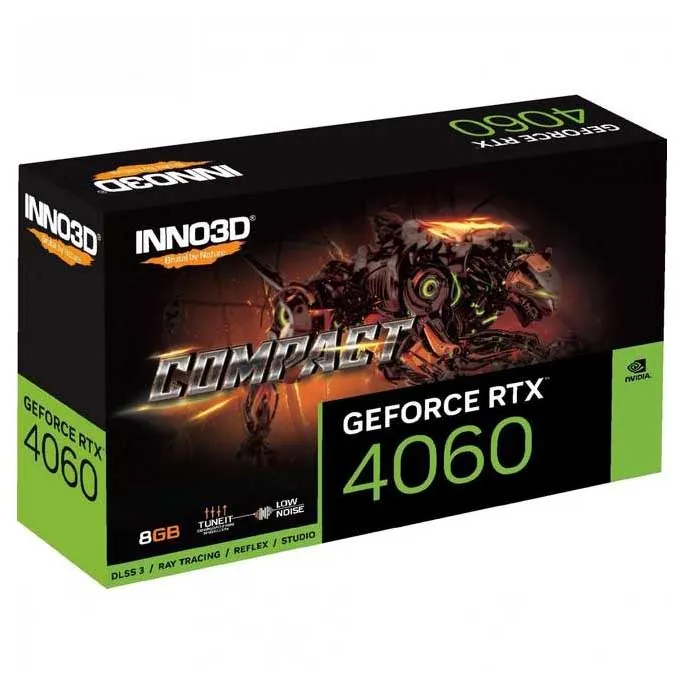 Видеокарта 8Gb Inno3D RTX4060 COMPACT N40601-08D6-173050N