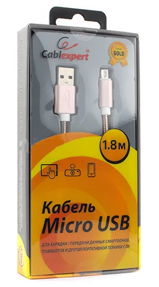 Кабель USB Type A-micro USB Cablexpert CC-G-mUSB02Cu-1.8M