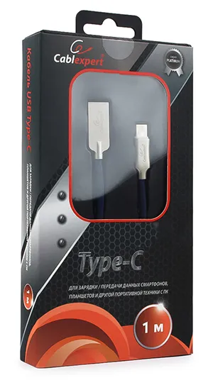 Кабель USB Type A-C Cablexpert CC-P-USBC02Bl-1M