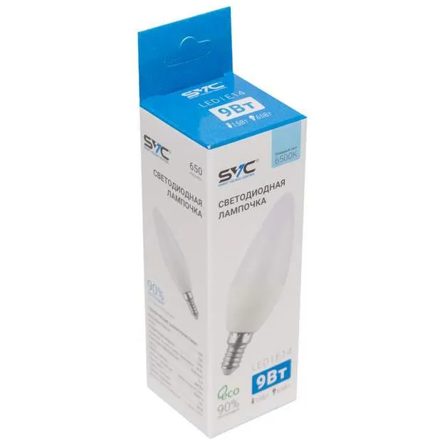 LED Лампа SVC LED C35-9W-E14-6500K