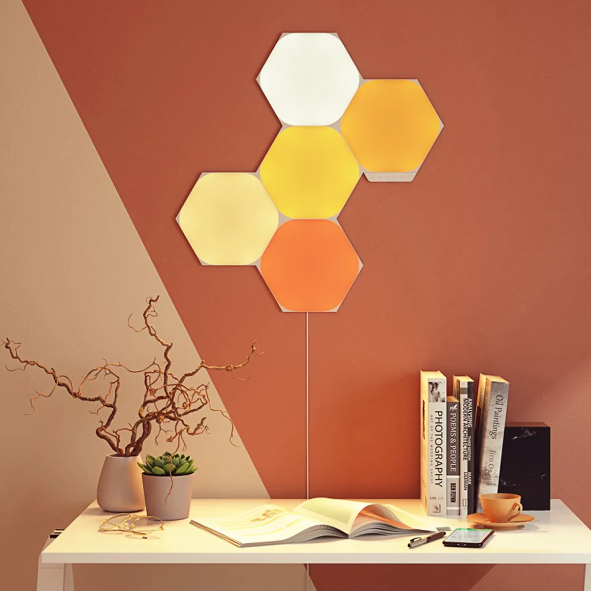 Smart lighting Starter kit Nanoleaf Shapes, Hexagon, (NL42-5002HX-5PK), White, 5 Pack