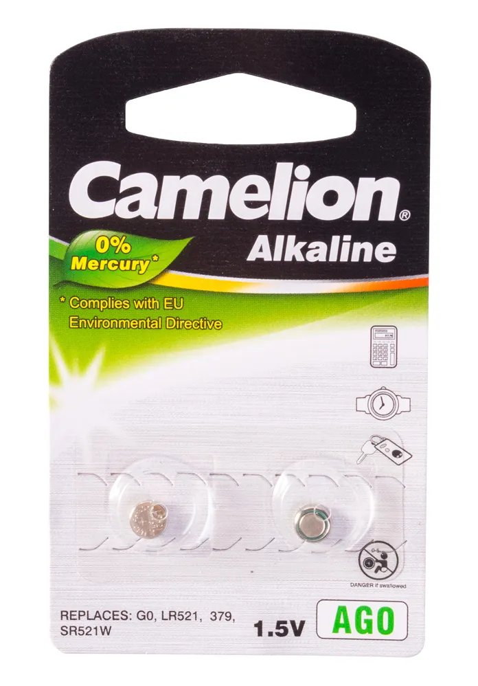 Батарейка CAMELION AG0-BP2(0%Hg)
