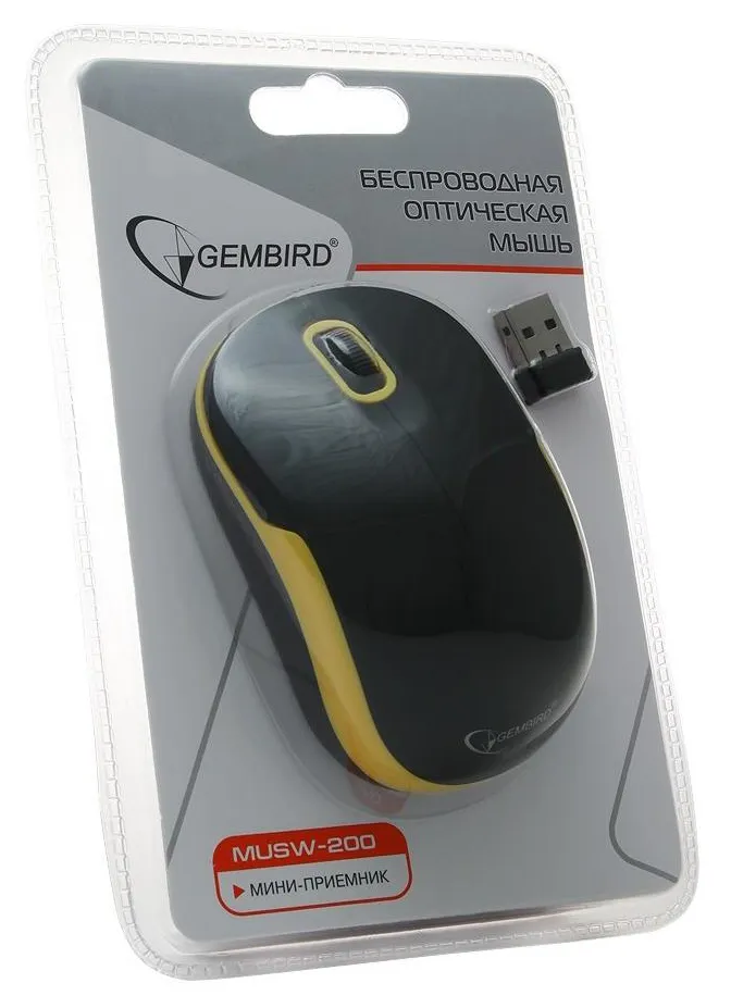 Компьютерная мышь Gembird MUSW-200BKY black-yellow