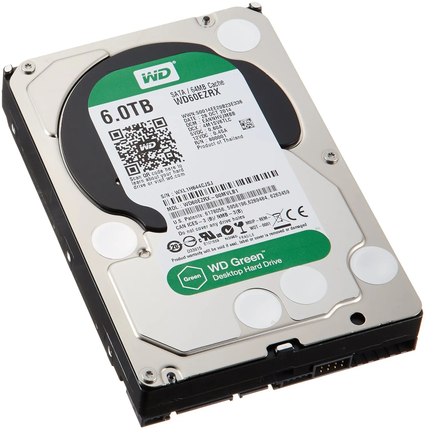 Жесткий диск 6000ГБ WD Green WD60EZRX