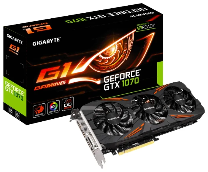 Видеокарта 8 GB Gigabyte GV-N1070G1 GAMING-8GD