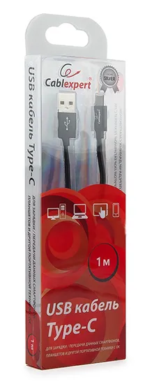 Кабель USB Type A-C Cablexpert CC-S-USBC01Bk-1M